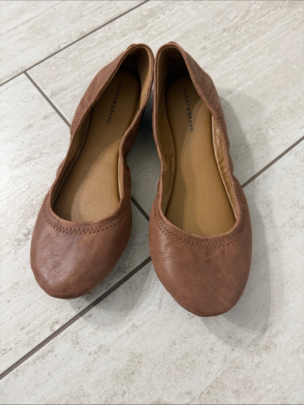 Lucky Brand Women's Carmel brown  Ballet Flats new .. size 9.5 M .. leather uppe